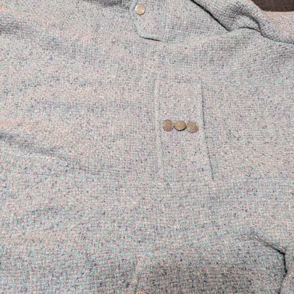 Marvin Richards Women's Tweed Pea Coat in Light Blue With Lavender Accents - Picture 7 of 7